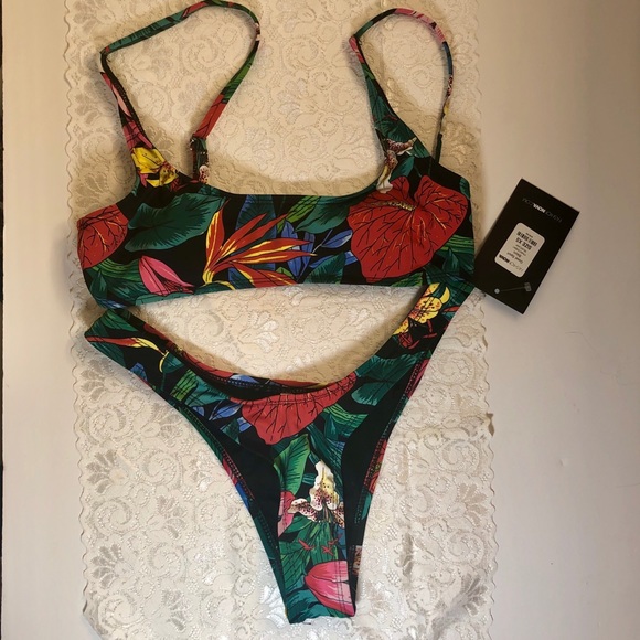 Fashion Nova Other - NWT Fashion Nova Floral Printed  Black Bikini